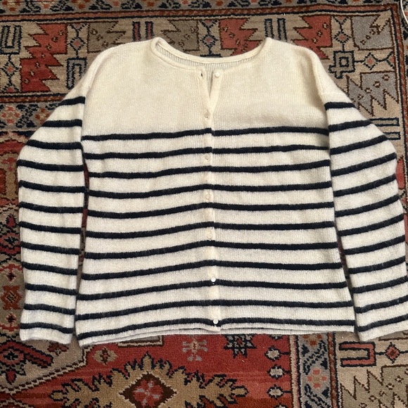 Sezane Gaspard Cardigan in Stripe navy/ecru S - Picture 3 of 6